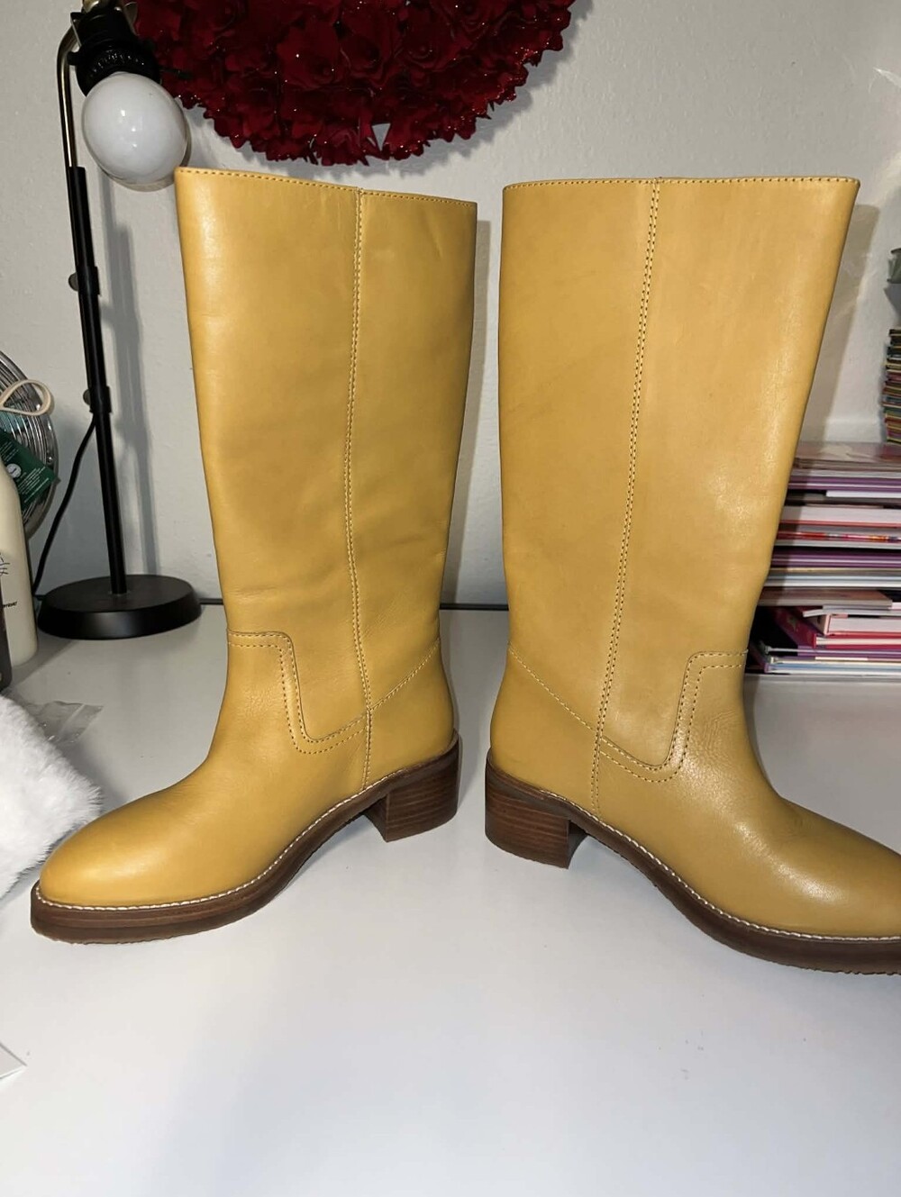 NEW Frye Camryn Campus Boots Tall Pull On Leather Banana Women's 7